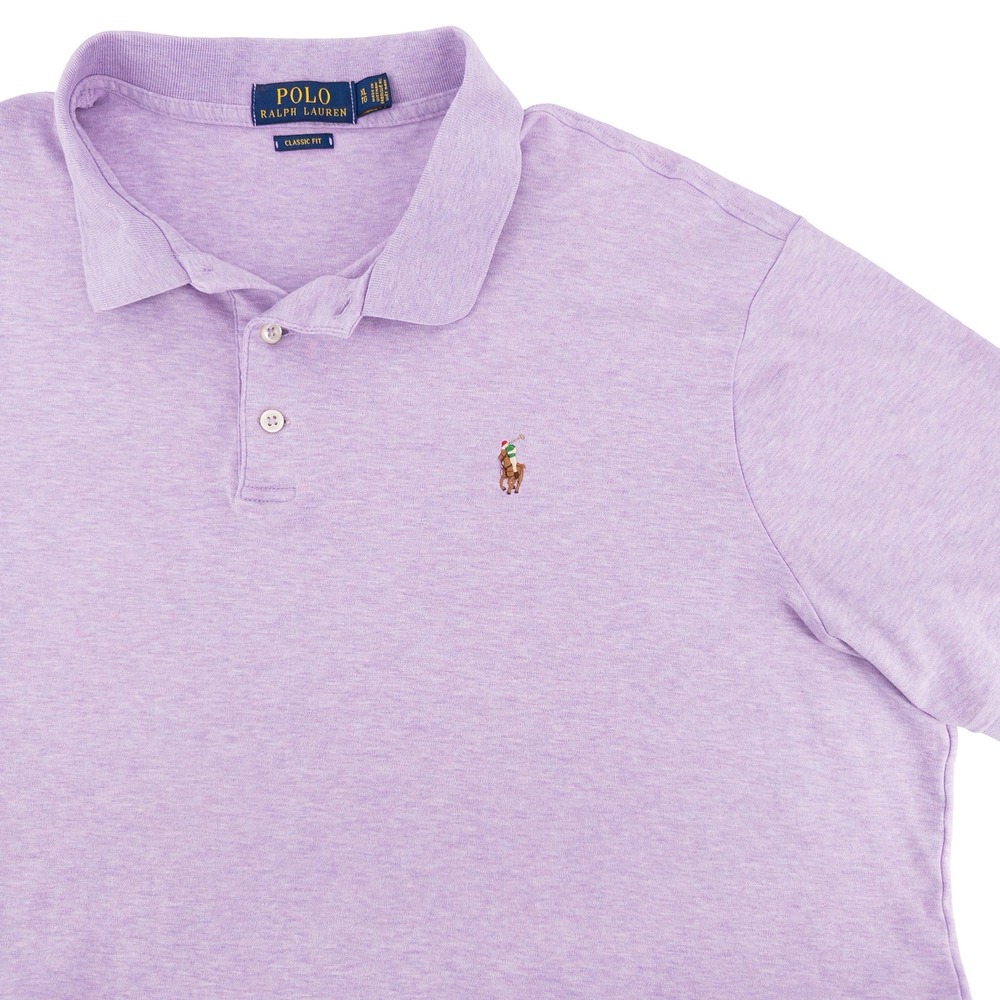 Polo Ralph Lauren Mens XL Classic Fit Soft Jersey Polo Shirt Purple Flesh Pony